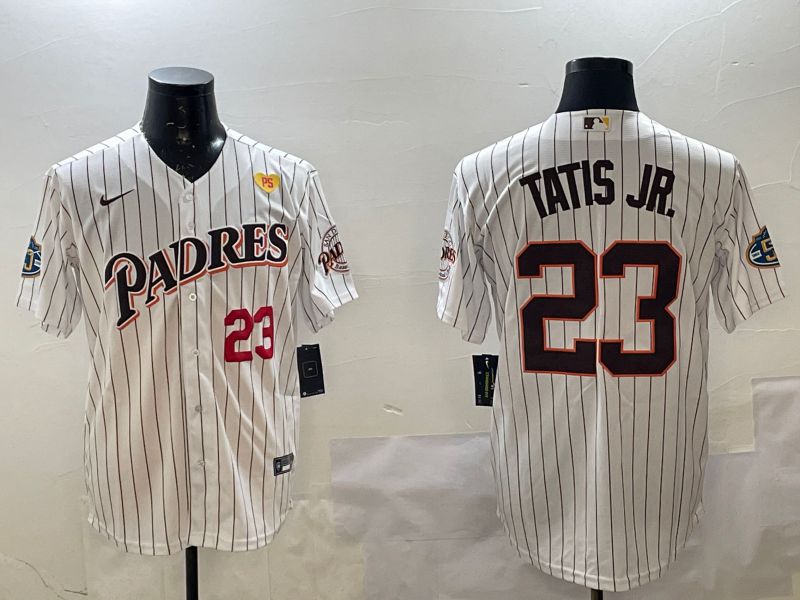 Men San Diego Padres #23 Tatis jr White Stripe Throwback Game 2025 Nike MLB Jersey style 8